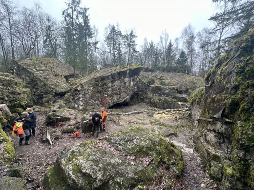 Das gesprengte innere eines Bunkers